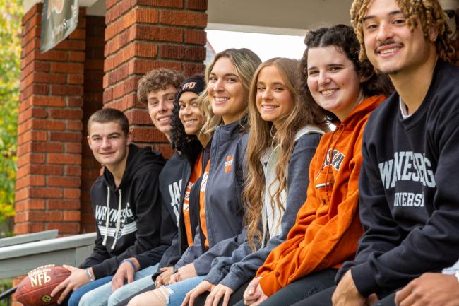 Group of Waynesburg students posing for a picture