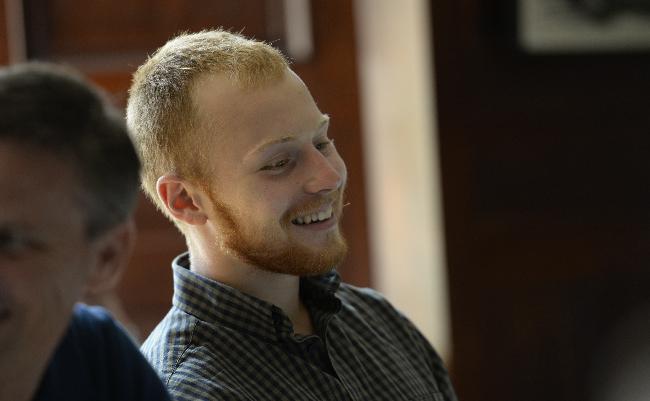 Student laughing in class