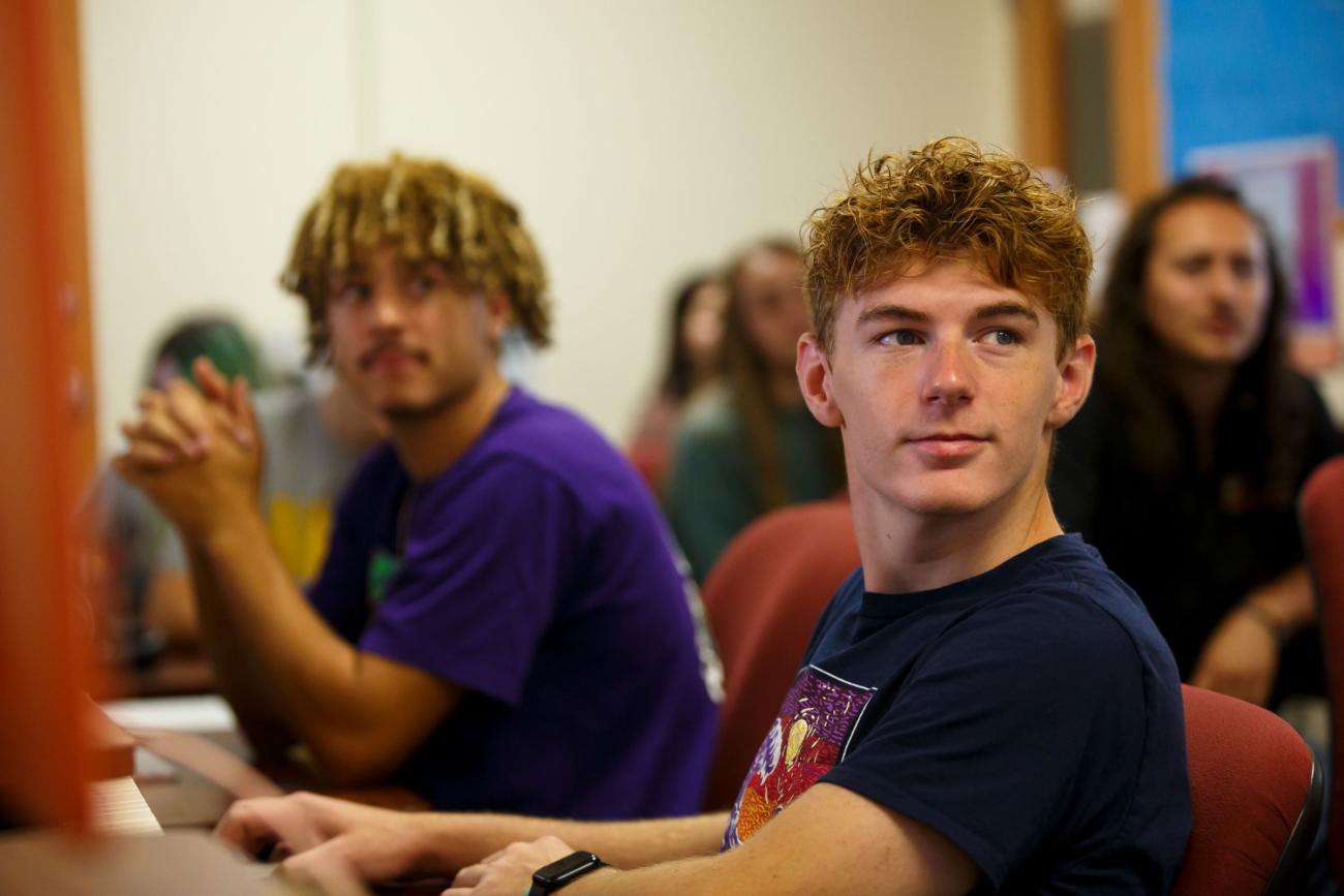 Students sit in classroom at Waynesburg University