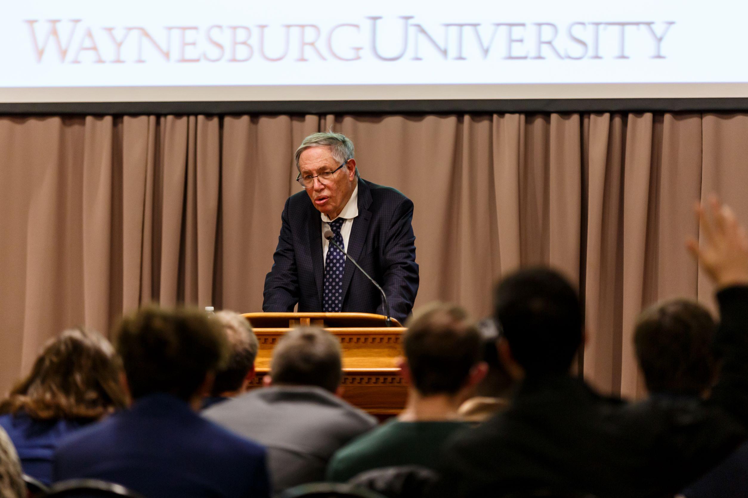 Professor Epstein speaking at Stover Center lecture event in 2023