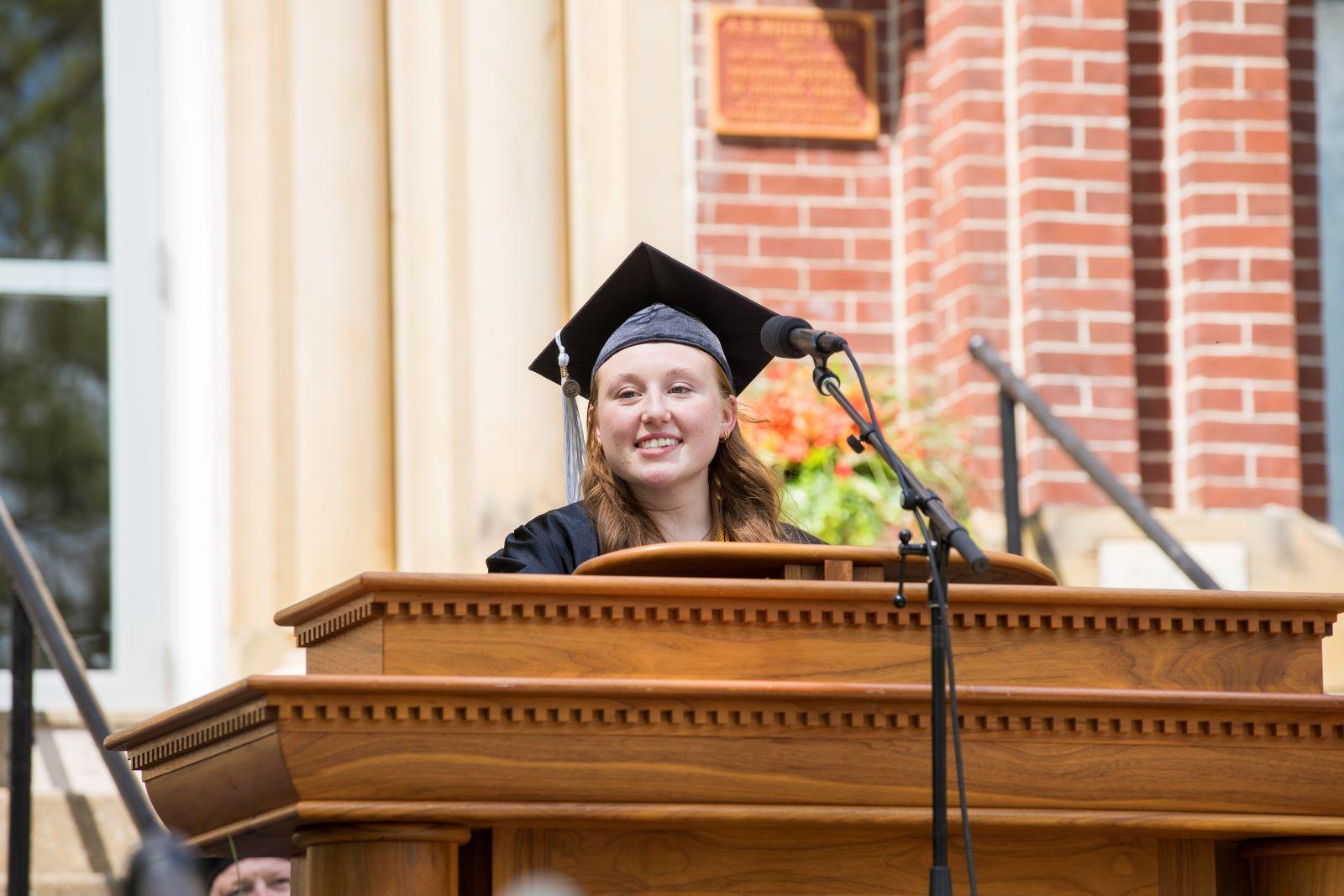 Gabrielle Reifsnyder gives the valedictory address to the Class of 2024