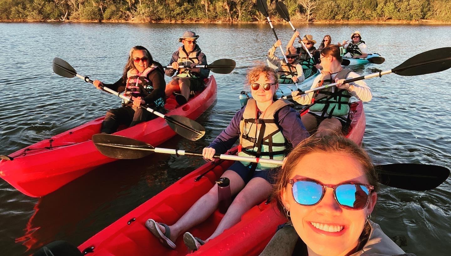 Waynesburg University students taking a kayak break during their service trip to A Rocha Marine Conservation in Florida