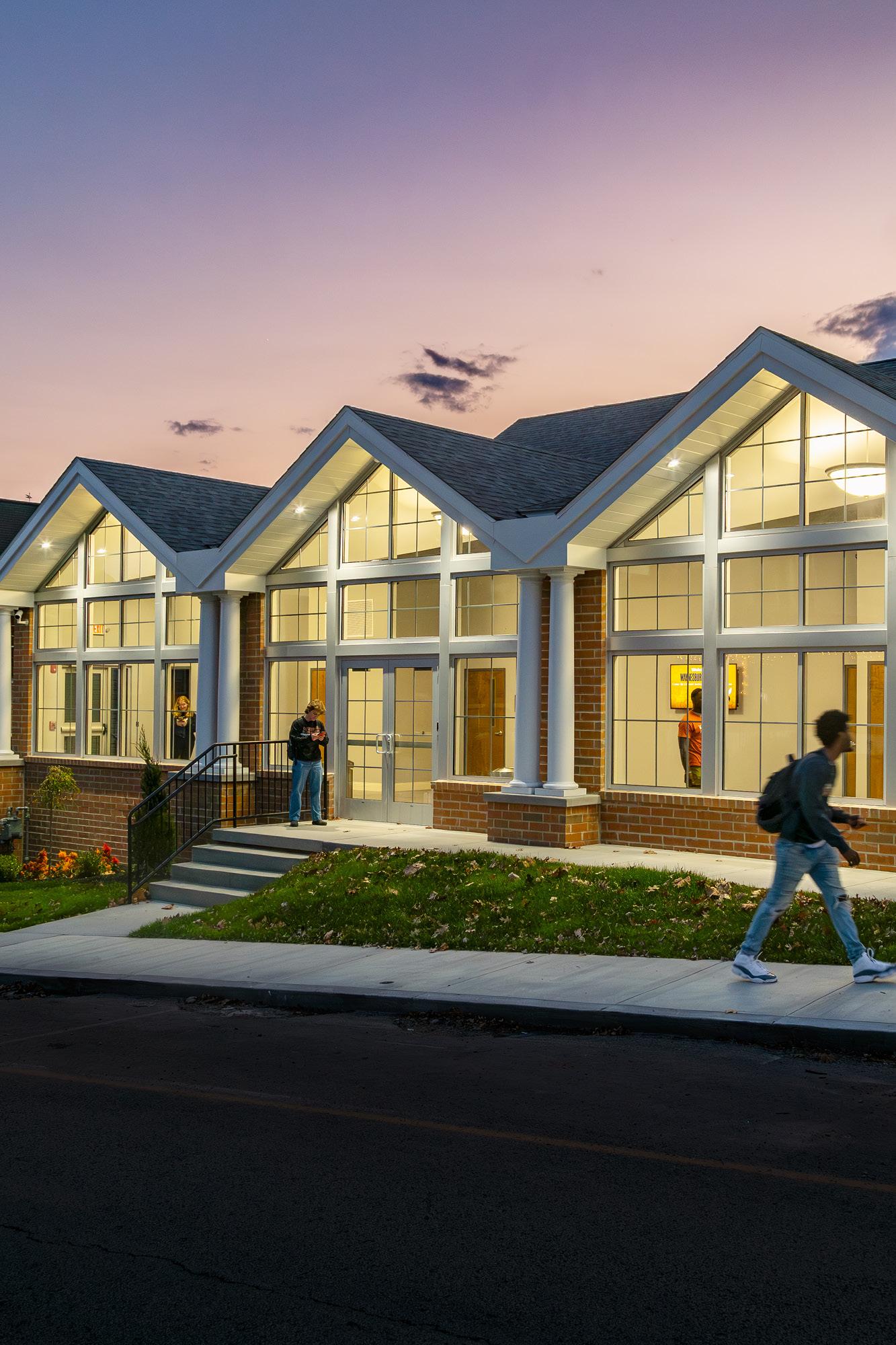 Exterior of the Center for Criminal Justice & Forensic Investigation at dusk