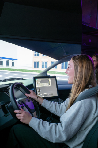 Student using patrol car simulator