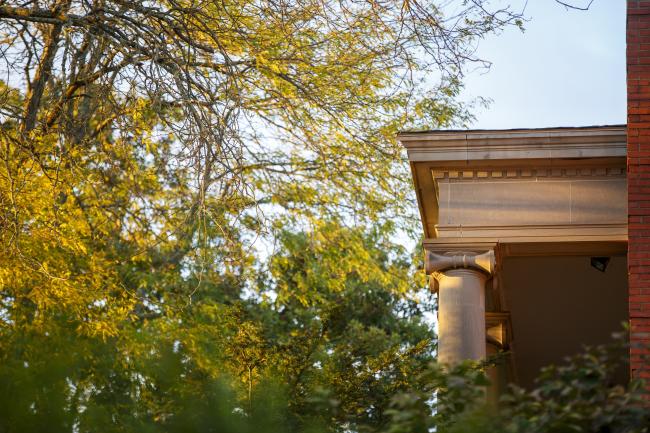 Eberly Library in the fall