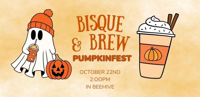 Bisque and Brew ceramic decorating and coffee themed event in Beehive from 2pm October 22nd