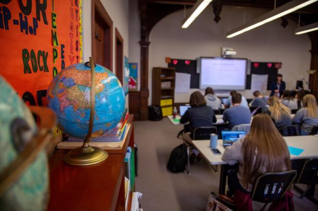 Education students in classroom at Waynesburg University