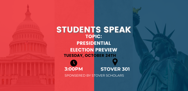 Advertisement showing Students Speak event