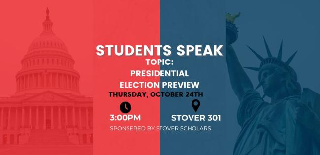 Advertisement of Students Speak election preview