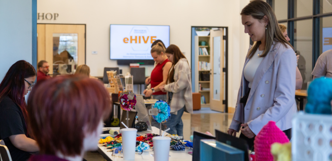 Waynesburg students attending a previous marketplace event at the eHIVE