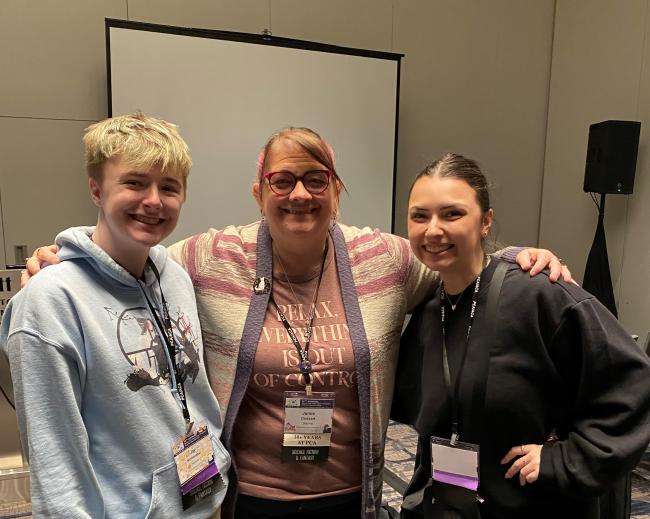 Dr. Dessart and Waynesburg University students Jay Komoroski and Sydney Smiley at the 2024 PCA 